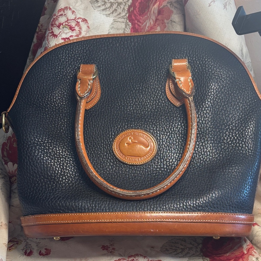 Vintage Dooney & Bourke Black and Brown Leather Satchel